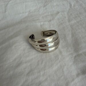 Vintage Sterling Silver Crossover Cuff Bracelet - Size 6.5”